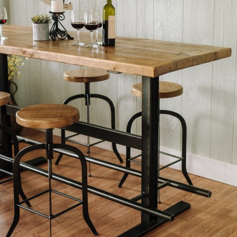 Napa East Industrial Iron Beam Table - Solid Wood Table with Steel Frame