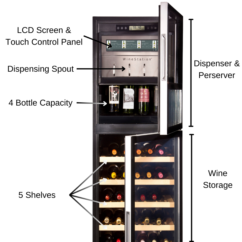 Napa Technology WineStation Cellar Sommelier Edition - 4 Bottle Wine Dispenser & 80 Bottle Wine Fridge