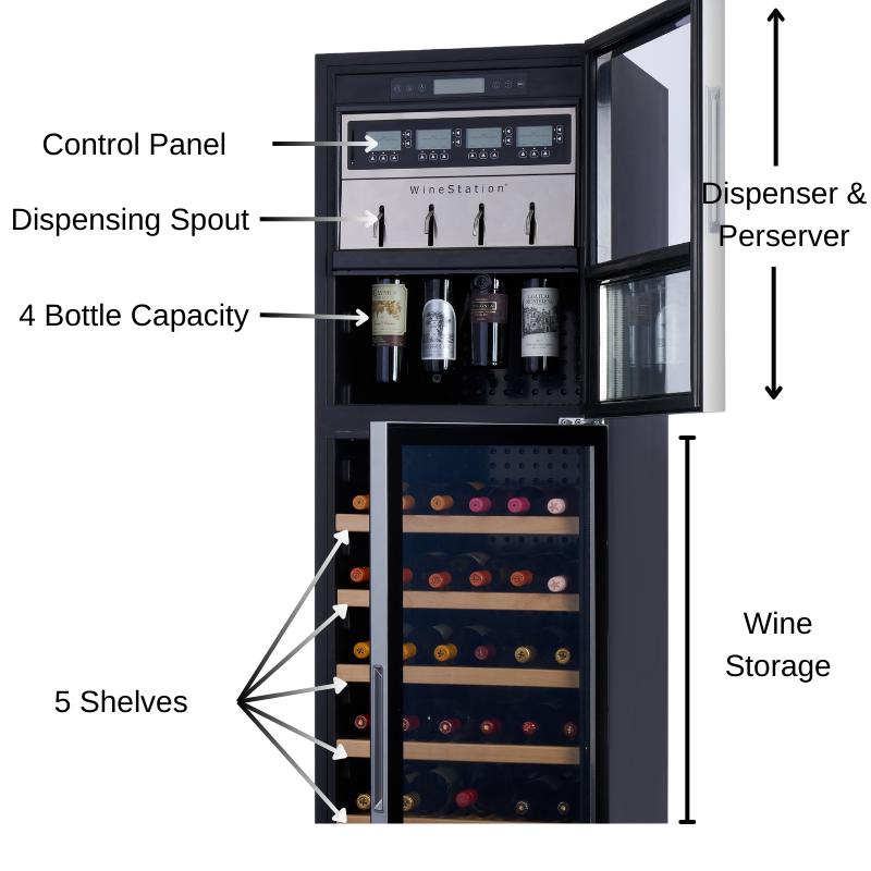 Napa Technology WineStation Cellar - 4 Bottle Wine Dispenser & 80 Bottle Wine Fridge