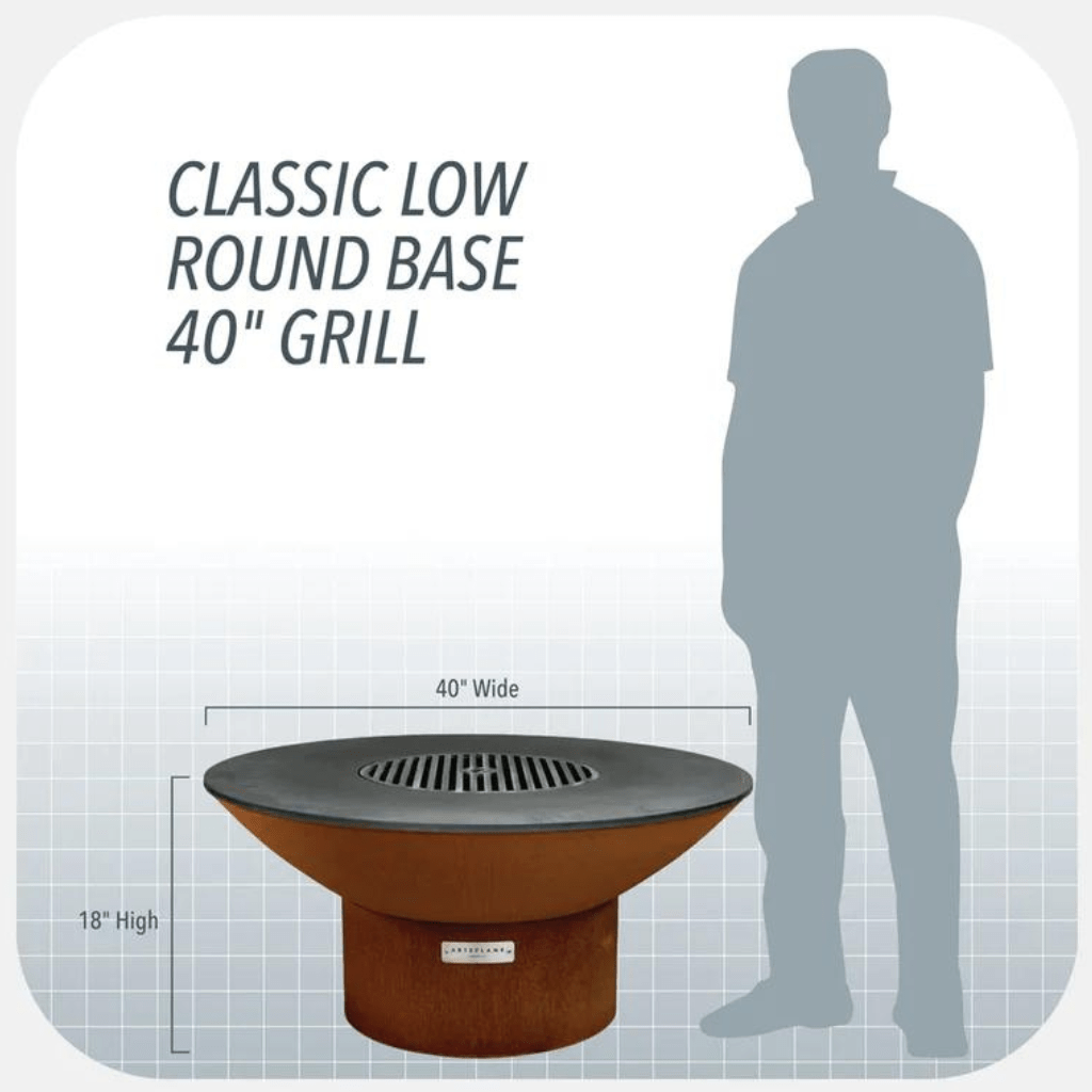 ArteFlame ArteFlame Classic 40" Black Label Grill - Low Round Base AFCL40LRBBLKFP