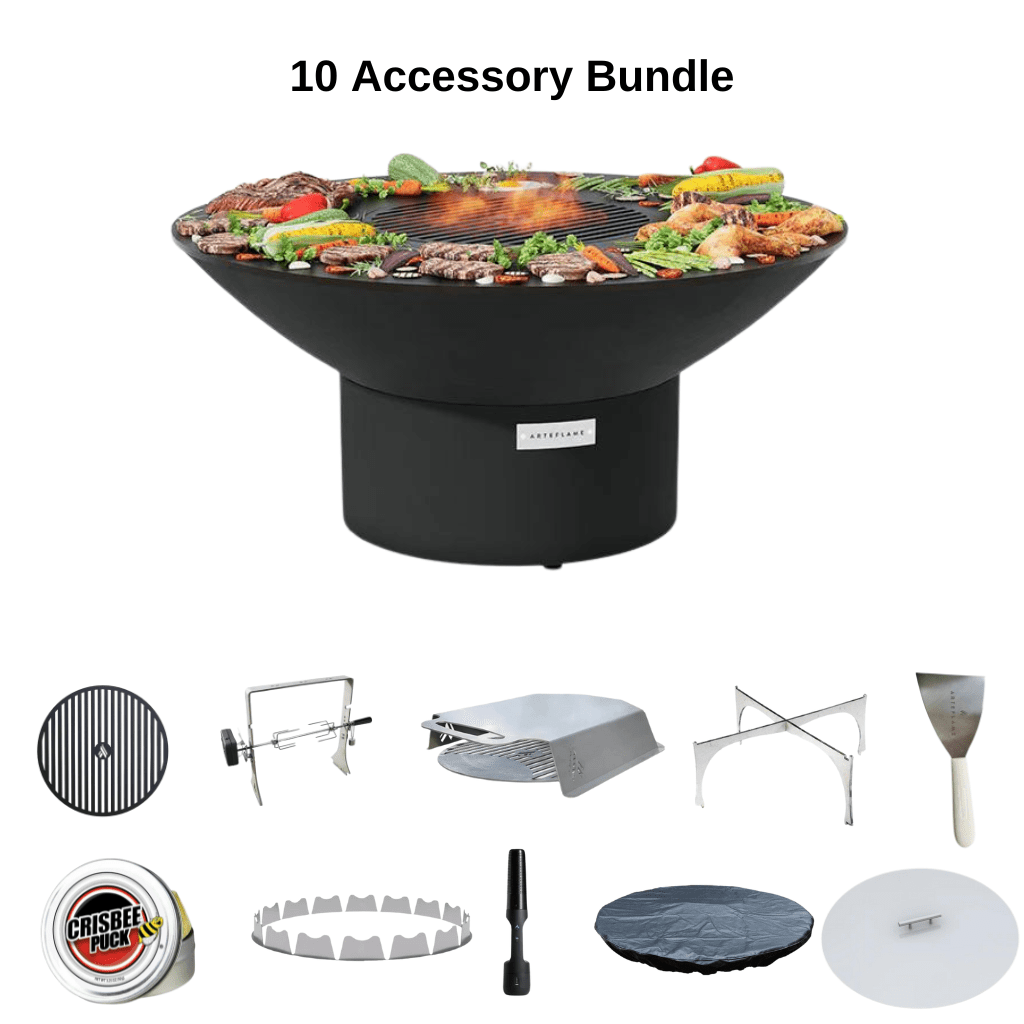ArteFlame ArteFlame Classic 40" Black Label Corten Steel Grill with Accessories - Low Round Base Grills LOWRND40BLK-L 10 Accessories Included