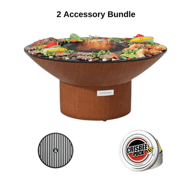 ArteFlame ArteFlame Classic 40" Corten Steel Grill with Bundles - Low Round Base Grills LOWRND40-S 2 Accessories Included