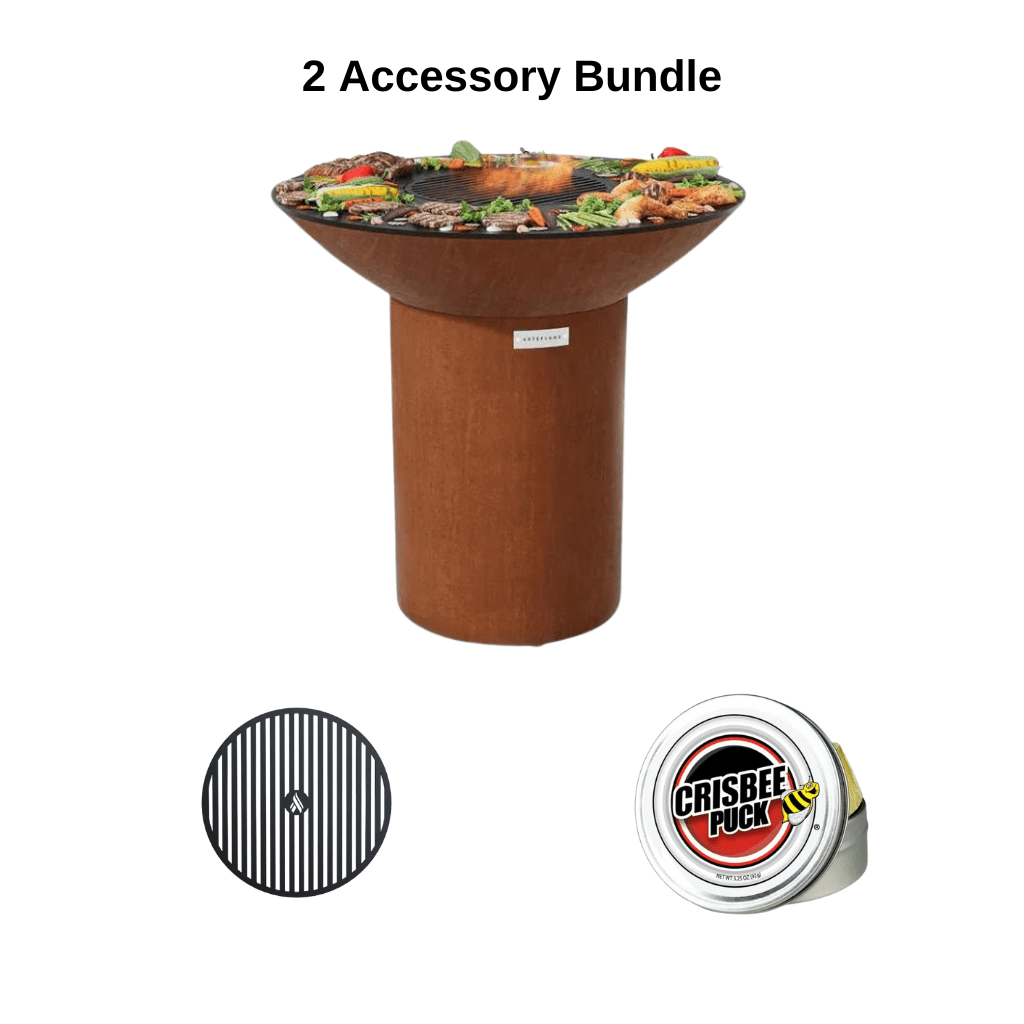 ArteFlame ArteFlame Round Base 40" BBQ Grill & Fire Pit - Corten Steel Grills 2 Accessories Included