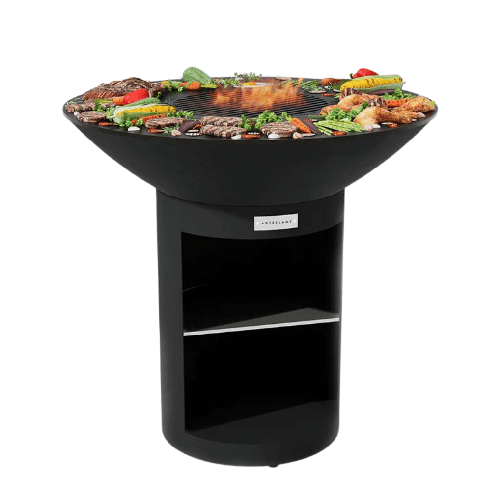 ArteFlame ArteFlame Classic 40" Black Label Grill - Tall Round Base with Storage - Corten Steel Grills