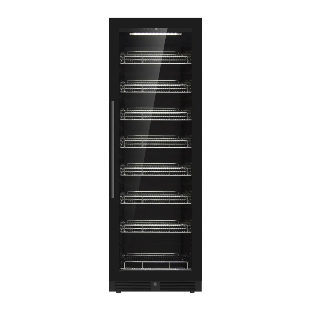 KingsBottle KingsBottle Single-Zone 630 Can Large Beverage Refrigerator (Black & Silver) KBU425BX-FG-RHH Borderless Black Glass Door - Right Hand Handle
