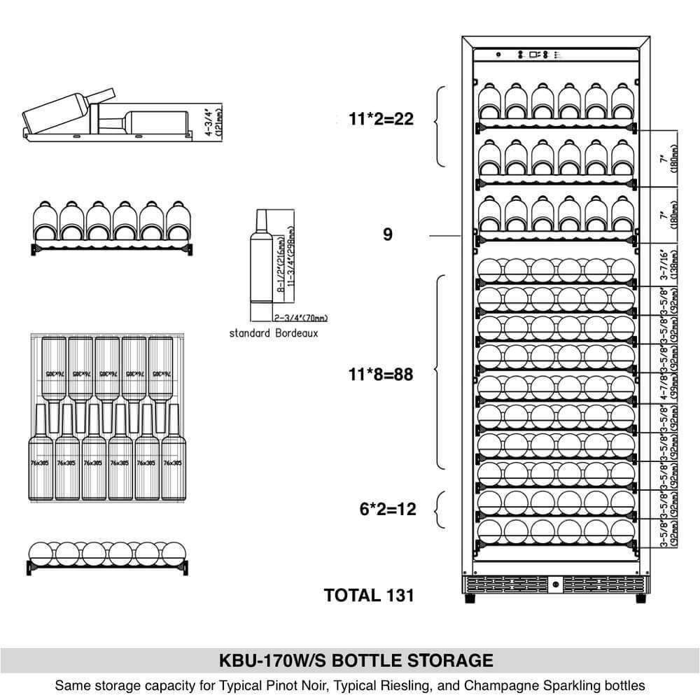 KingsBottle KingsBottle 166 Bottle Wine Cooler (Black & Silver)