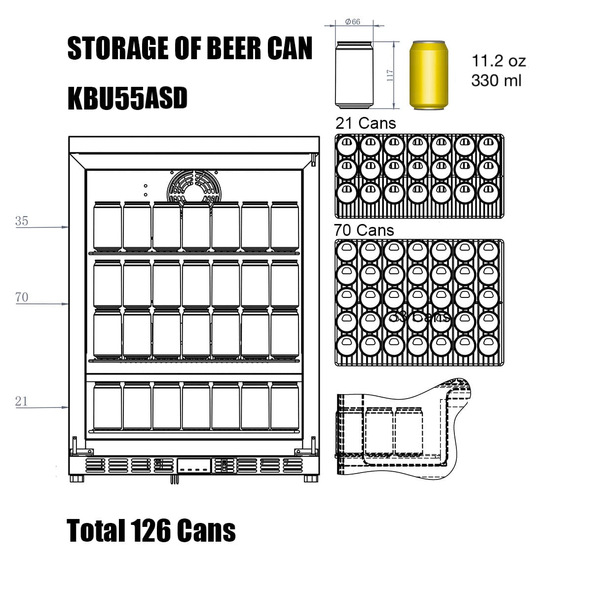 KingsBottle KingsBottle 24 Inch Outdoor Beer Fridge (96 bottles or 126 cans) Stainless Steel