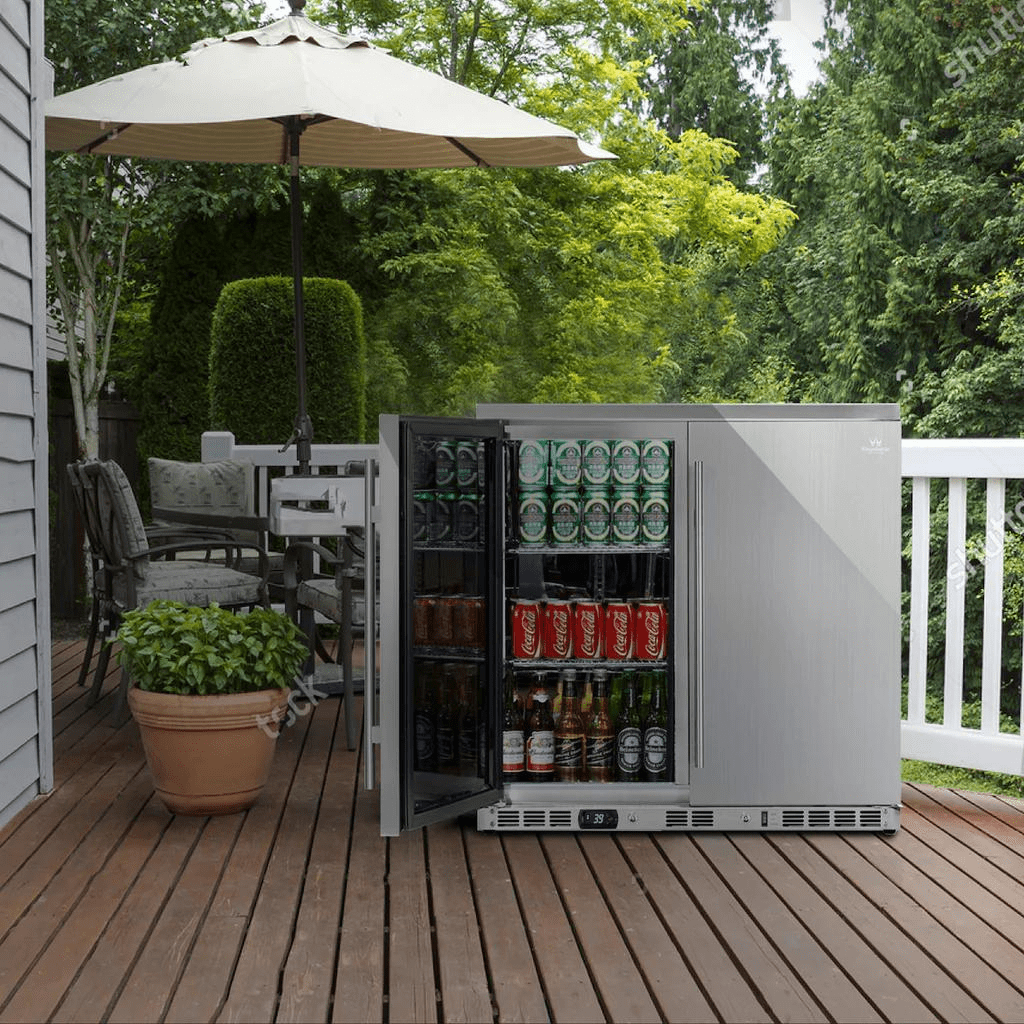 KingsBottle KingsBottle 36" 2 Door Outdoor Beverage (120 Bottles or 198 Cans) Refrigerator KBU56ASD