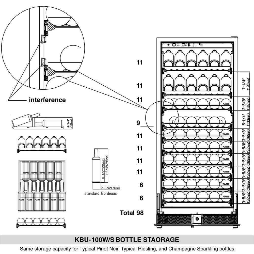 KingsBottle KingsBottle Single-Zone 100 Bottle Freestanding Wine Refrigerator