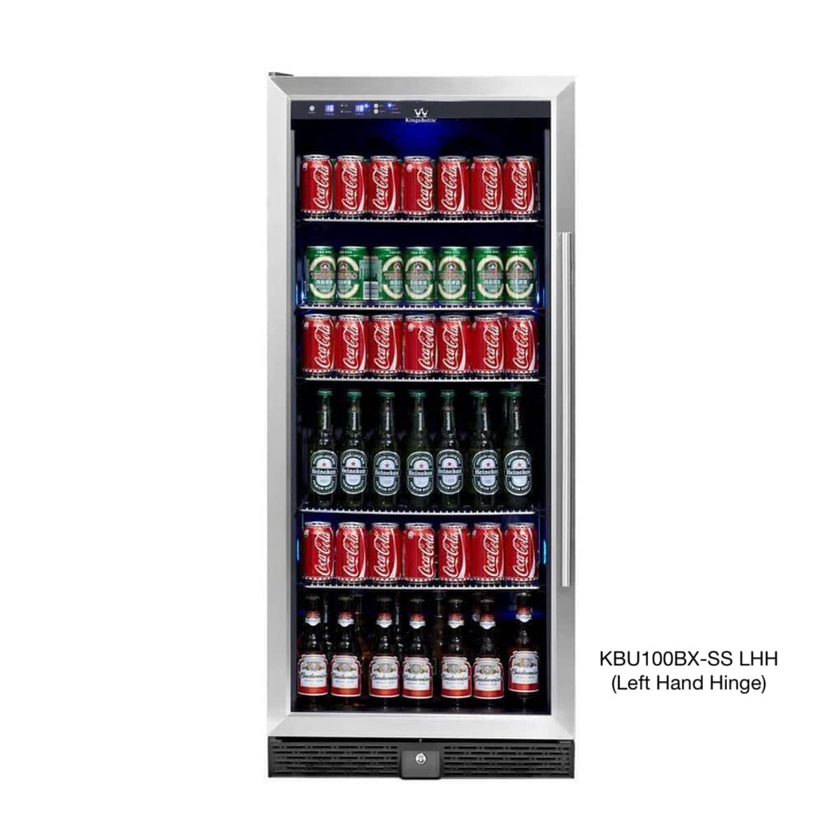 KingsBottle KingsBottle 56" Tall Beverage Refrigerator (224 Bottles or 484 Cans) KBU100BX-SS LHH Stainless Steel Door - Left Hand Handle