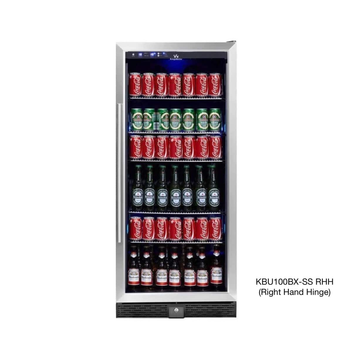 KingsBottle KingsBottle 56" Tall Beverage Refrigerator (224 Bottles or 484 Cans) KBU100BX-SS RHH Stainless Steel Door - Right Hand Handle