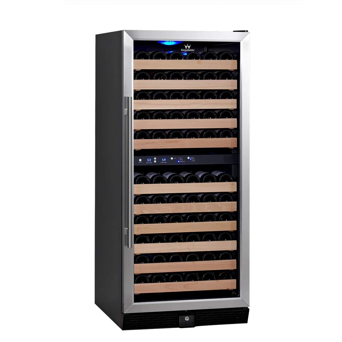 KingsBottle KingsBottle Dual-Zone 100 Bottle Freestanding Wine Refrigerator (Black & Silver) KBU100DX-SS RHH Stainless Steel Door - Right Hand Handle