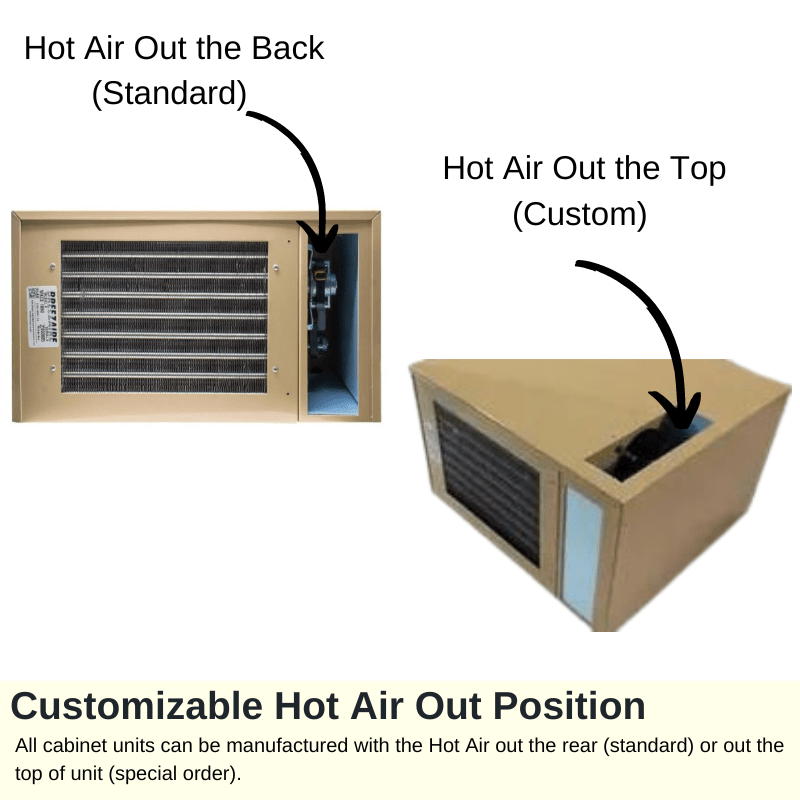 Breezaire WKCE 1060 Wine cabinet cooling unit hot air out the top customization