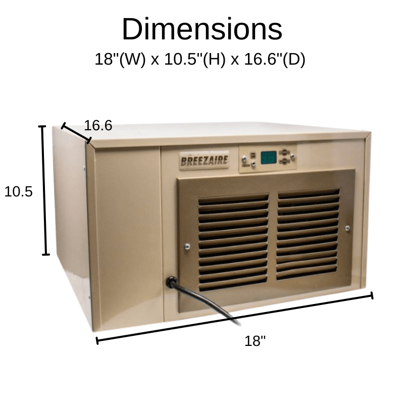 Breezaire WKCE 2200 Wine Cooling Unit Dimensions