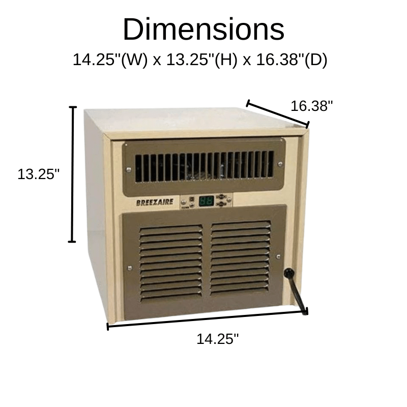 Breezaire WKL 2200 Wine Cellar Cooling Unit Dimensions