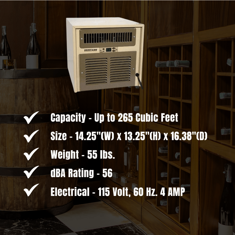 Breezaire WKL 2200 Wine Cellar Cooling Unit Specifications