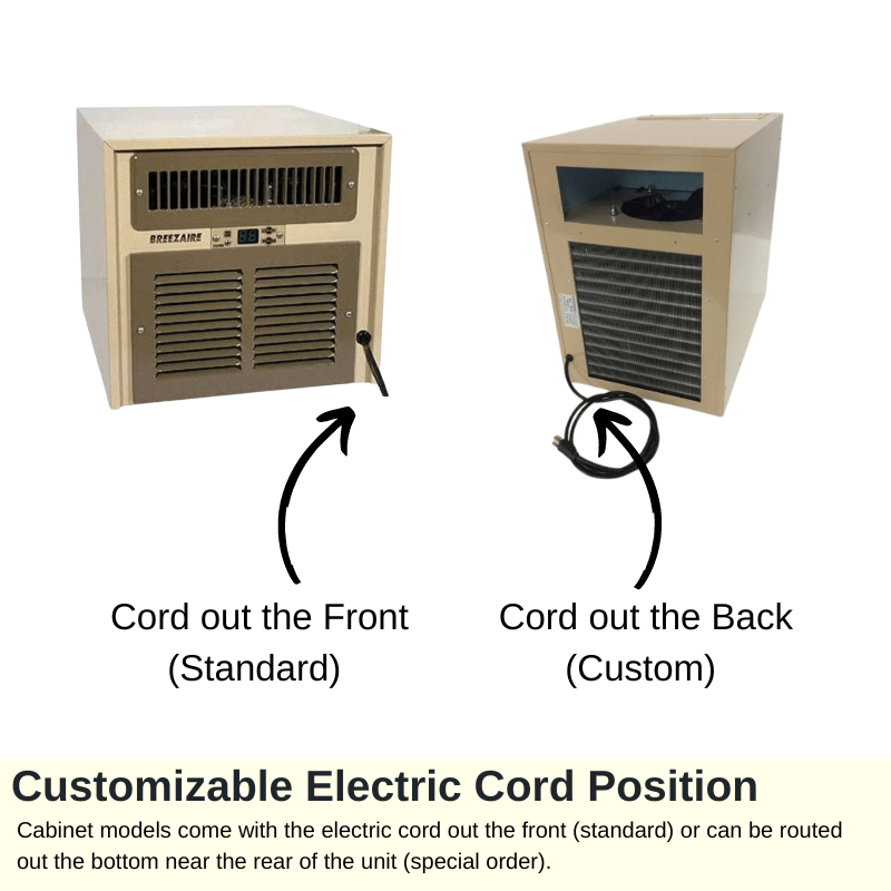 Breezaire WKL 2200 Wine Cooling Unit Cord out the front and back