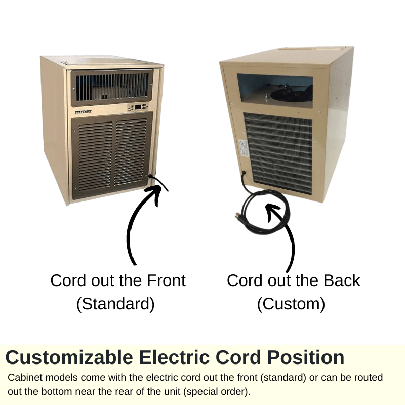 Breezaire WKL 3000 Wine Cooling Unit Cord out the front and back