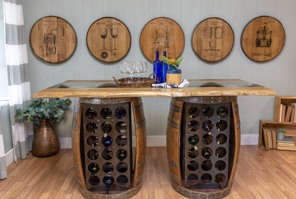 Napa East Live Edge Barrel Bar - Made with Real Wine Barrel