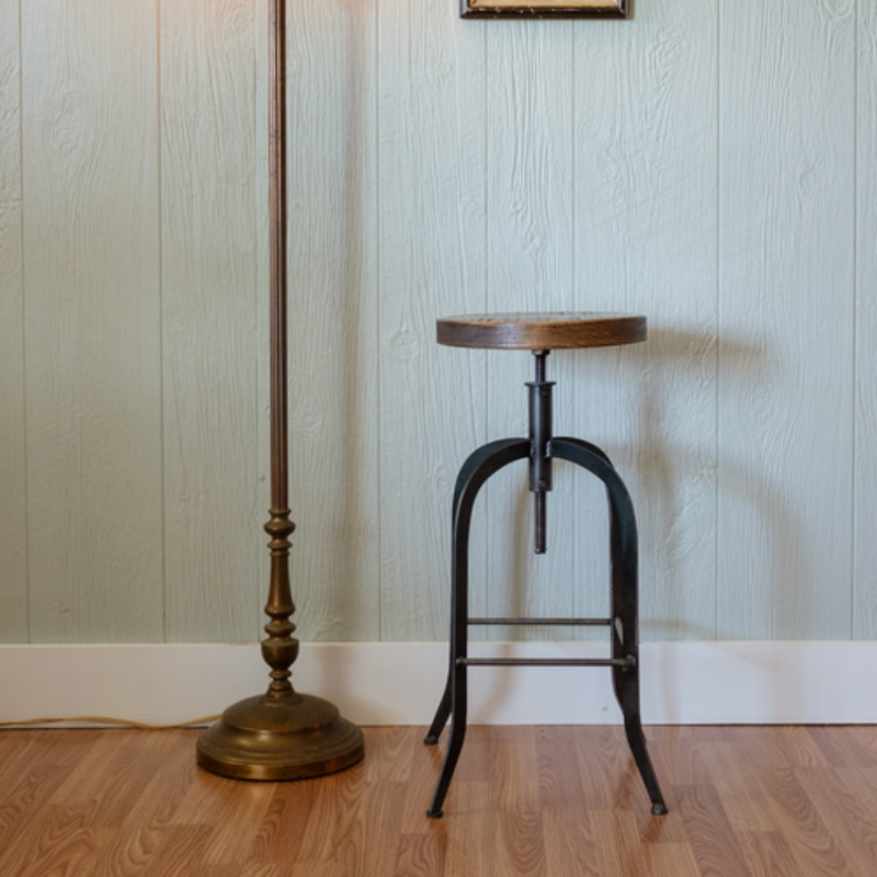 Napa East Industrial Swivel Stool - Wood Seat with Black Iron Legs