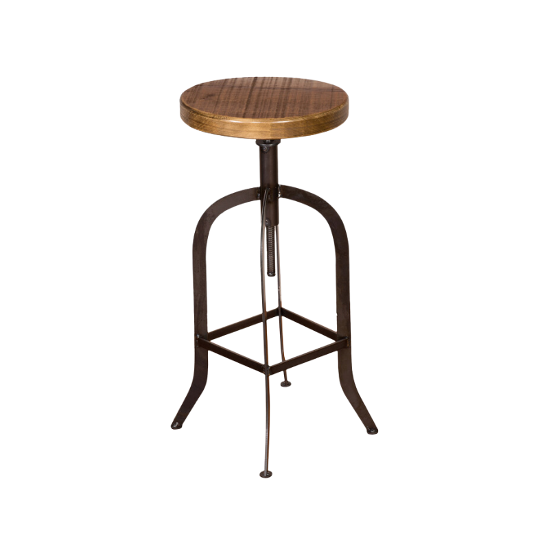 Napa East Industrial Swivel Stool - Wood Seat with Black Iron Legs