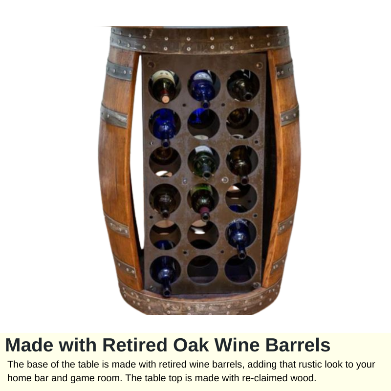 Napa East Live Edge Barrel Bar - Made with Real Wine Barrel