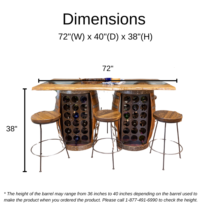 Napa East Live Edge Barrel Bar - Made with Real Wine Barrel
