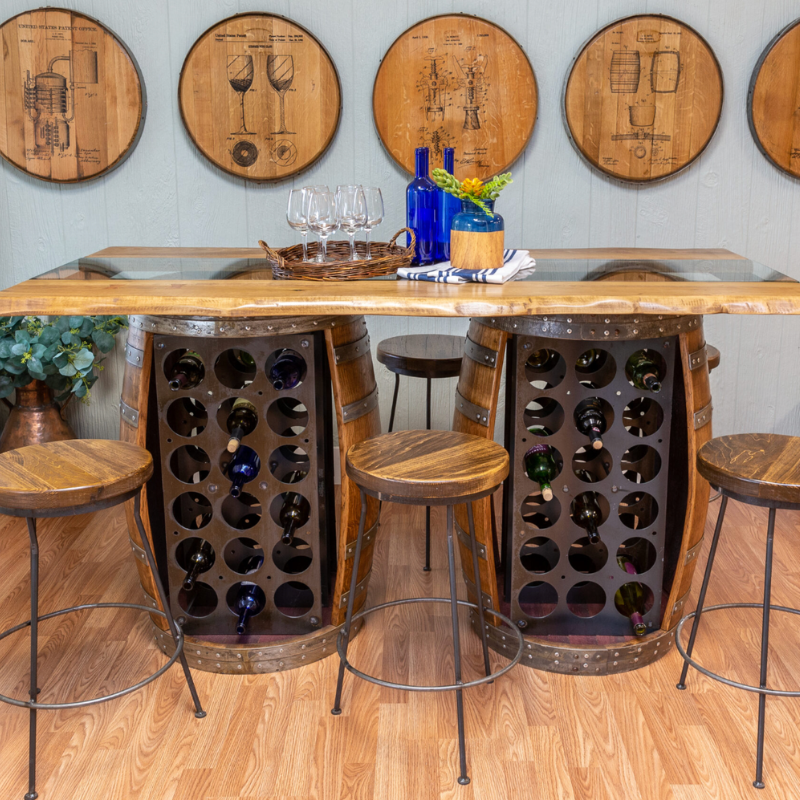 Napa East Live Edge Barrel Bar - Made with Real Wine Barrel