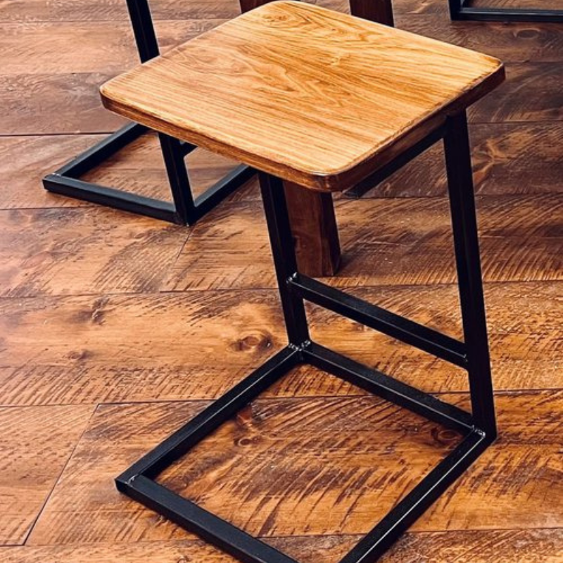 Napa East Solid Wood & Steel Backless Stool