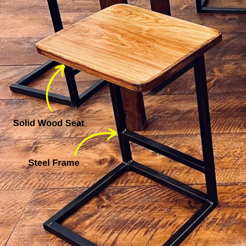 Napa East Solid Wood & Steel Backless Stool