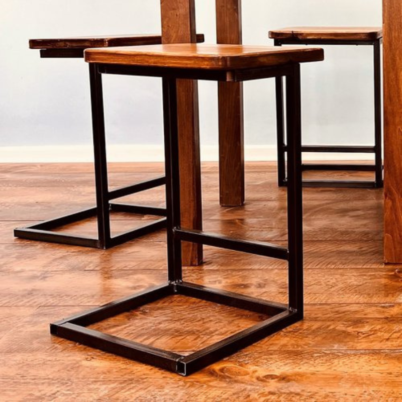 Napa East Solid Wood & Steel Backless Stool