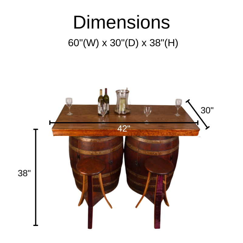 Napa East Wine Barrel Bar & Island Set - Wine Rack & Cabinet Base - 4 Stools Included