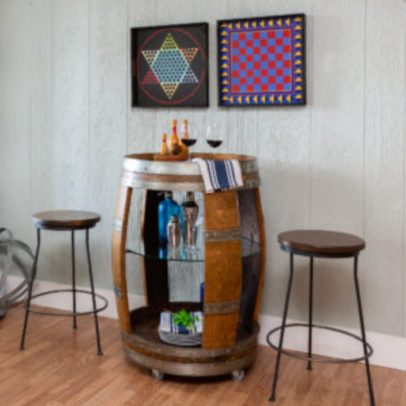 Napa East Wine Barrel Cocktail Bar Cart