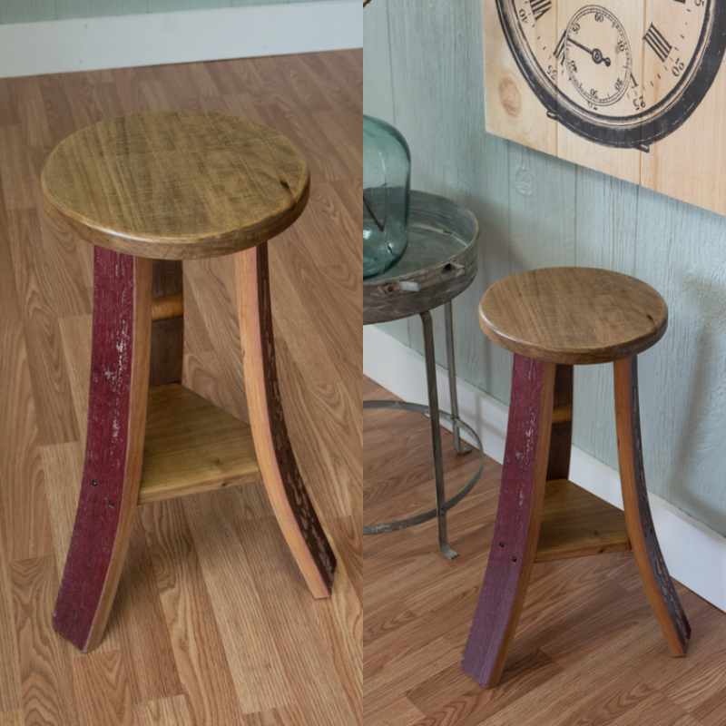 Napa East Wine Barrel Wood Stool