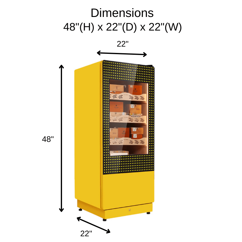 Raching COH 180A Cohiba Classic Yellow Cigar Humidor Size and Dimensions