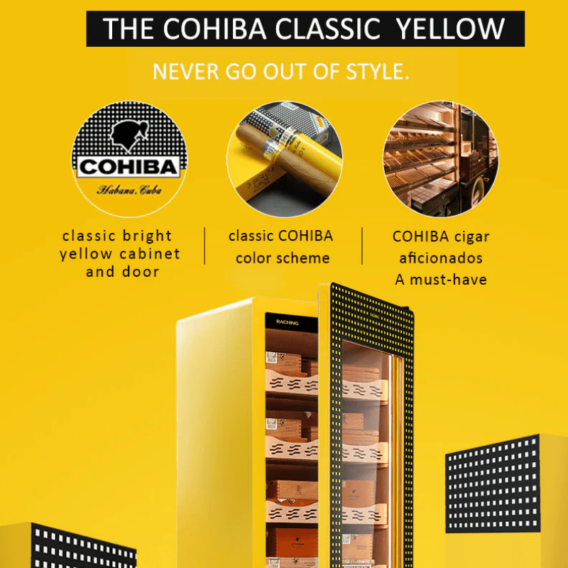 Raching COH300A Cigar Humidor Cabinet Cohiba Yellow Classic