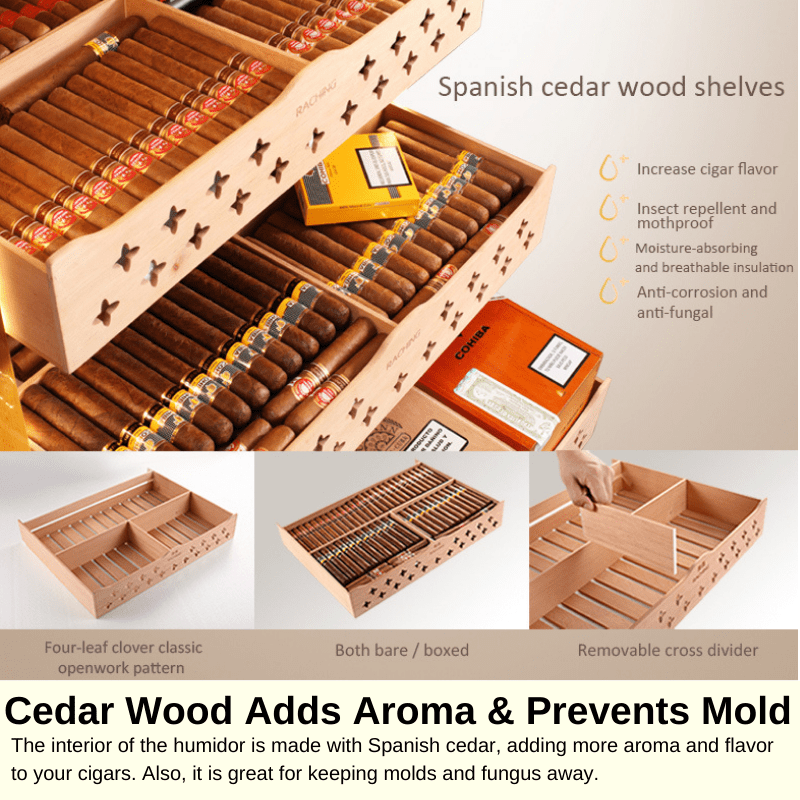 Raching MON800A Cigar Humidor Spanish Cedar Tree Shelves