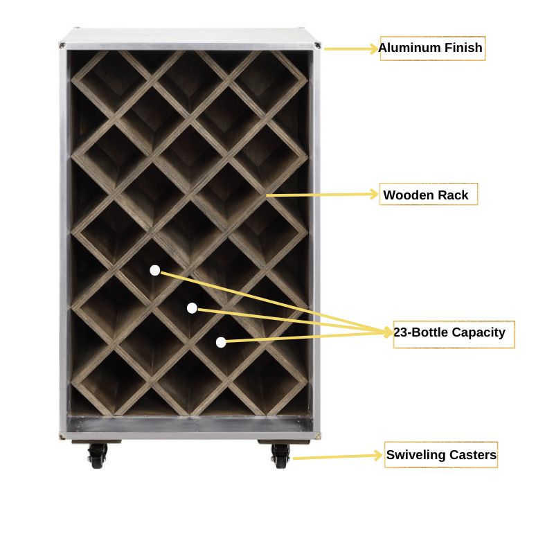 Wood Rack Aluminum Frame, Swivel Casters