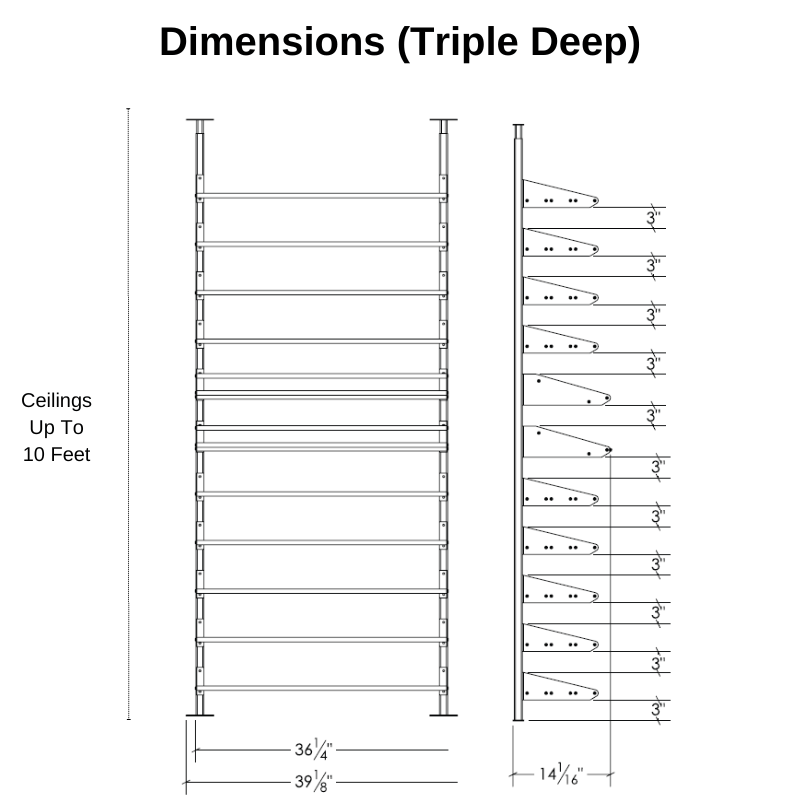 Ultra Wine Racks Showcase Featured Display Kit Triple Deep Dimensions