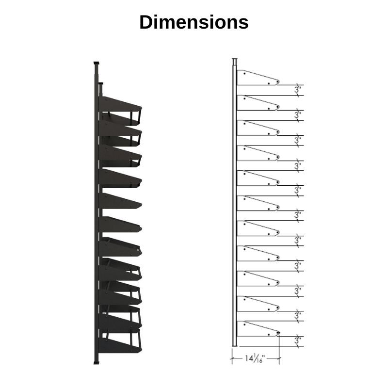 Ultra Wine Racks Showcase Standard Display Kit Side Dimensions