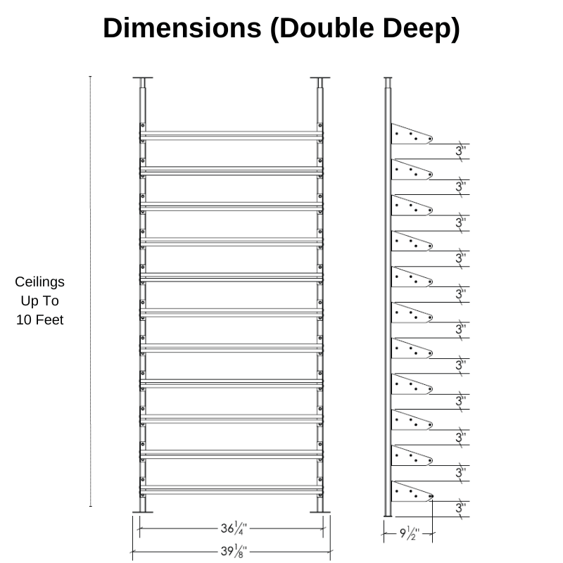 Ultra Wine Racks Showcase Standard Horizontal Kit Double Deep Dimensions