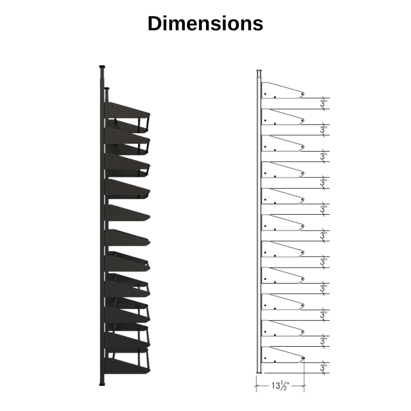 Ultra Wine Racks Standard Cork Out Display Kit Side Dimensions