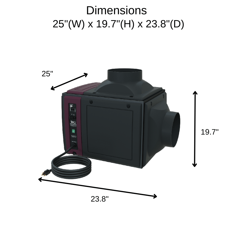 Wine Guardian DS200 Evaporator Size and Dimensions