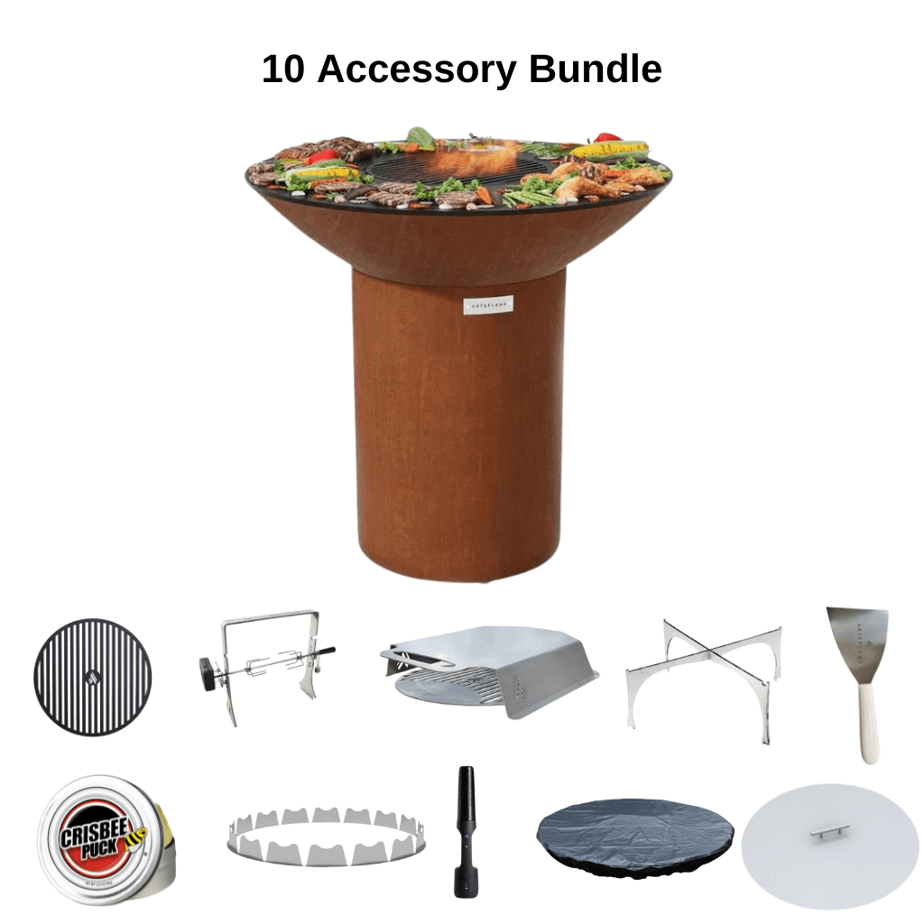 ArteFlame ArteFlame Round Base 40" BBQ Grill & Fire Pit - Corten Steel Grills TALLRND40-L 10 Accessories Included