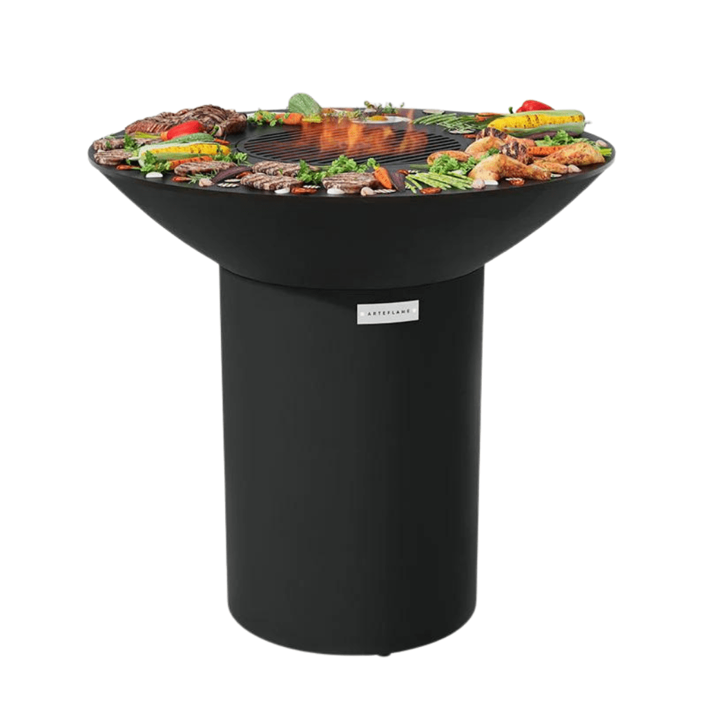 ArteFlame ArteFlame Classic 40" Black Label Grill - Tall Round Base - Corten Steel Grills