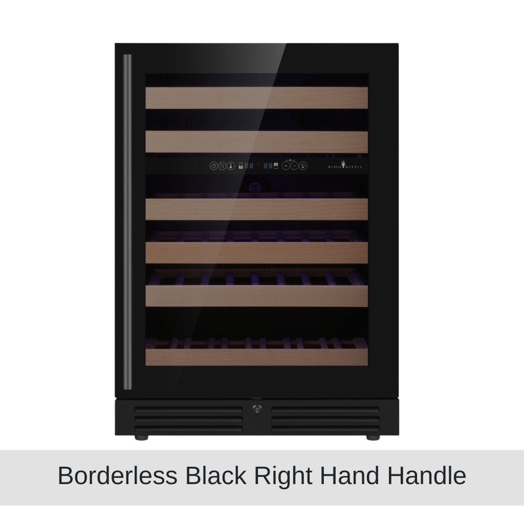 KingsBottle KingsBottle 24 Inch 46 Bottle Dual-Zone LOW-E Glass Door Wine Cooler (Black & Silver) KBU145DX-FG RHH Black Door Right Hand Handle