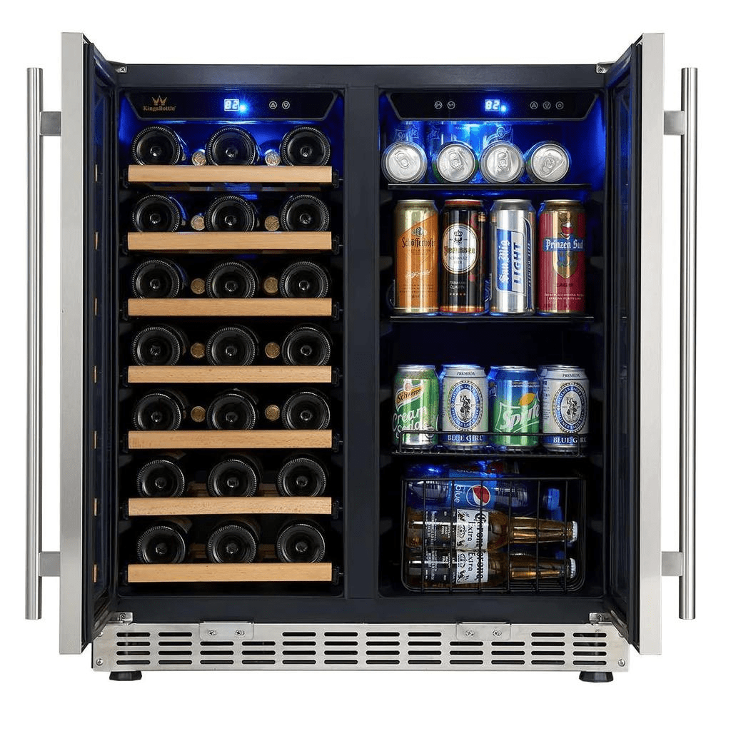 KingsBottle KIngsBottle 30" Under-Counter Wine and Beer Cooler Combo (Black & Silver)