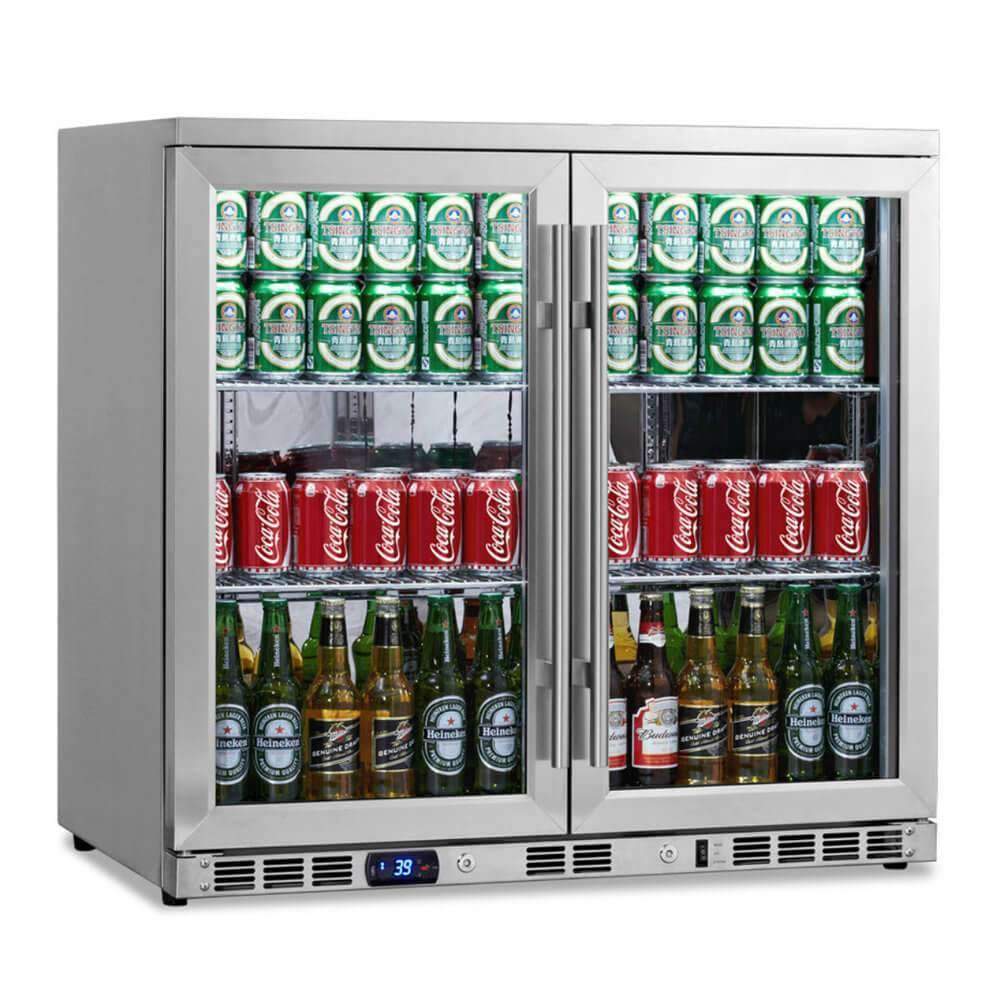 KingsBottle KingsBottle 36 Inch Heating Glass 2 Door Beverage Fridge KBU56M