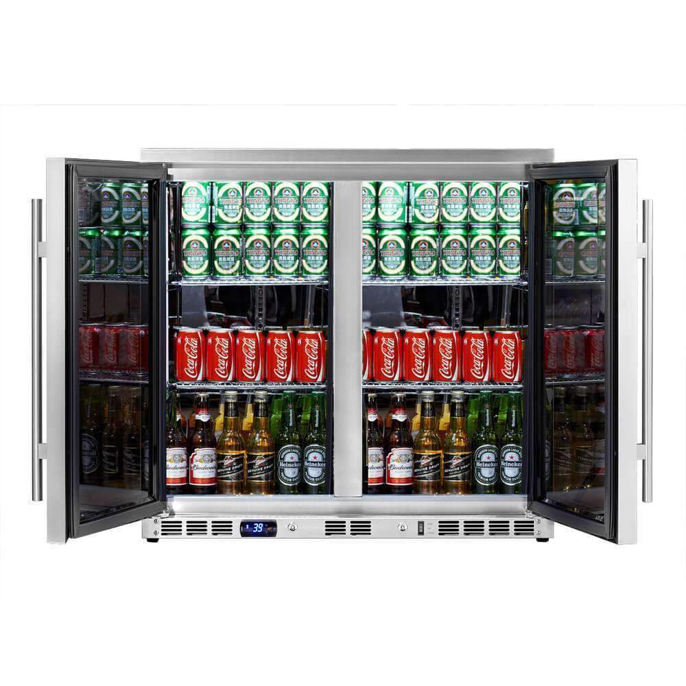 KingsBottle KingsBottle 36 Inch Heating Glass 2 Door Beverage Fridge KBU56M