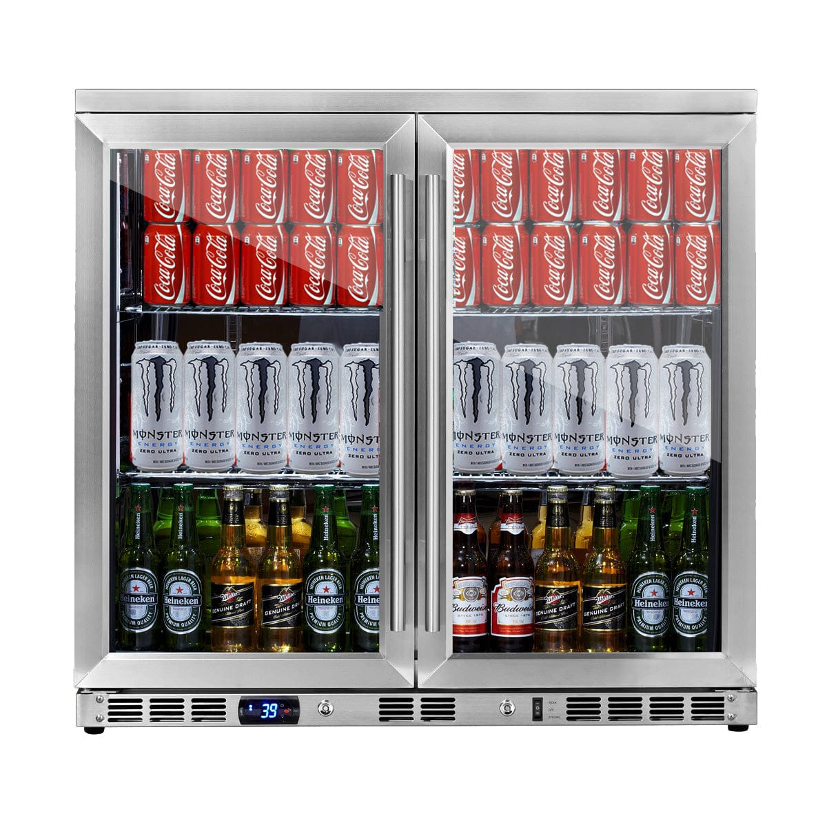 KingsBottle KingsBottle 36 Inch Heating Glass 2 Door Beverage Fridge KBU56M